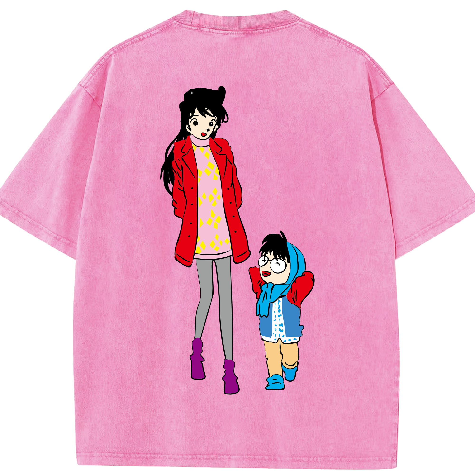 （画像用） 名探偵コナン 江戸川 コナン Detective Conan Conan Edogawa 綿100% ヴィンテージ風 半袖Tシャツ（背面プリント）